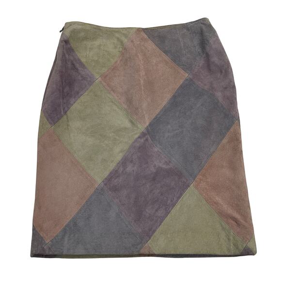 Lord & Taylor Pastel Patchwork Argyle Suede Straight Skirt Size 6 - Picture 3 of 8
